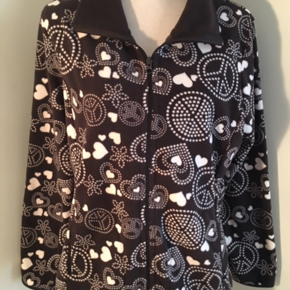 Old Navy Peace & Love Hearts Fleece Jacket